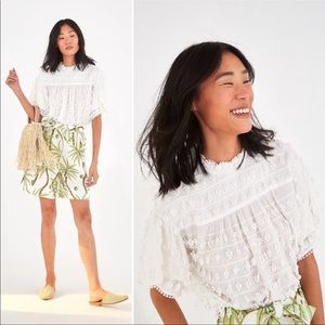 NEW FARM Rio Fringe Detail Blouse Ivory Crochet Size S